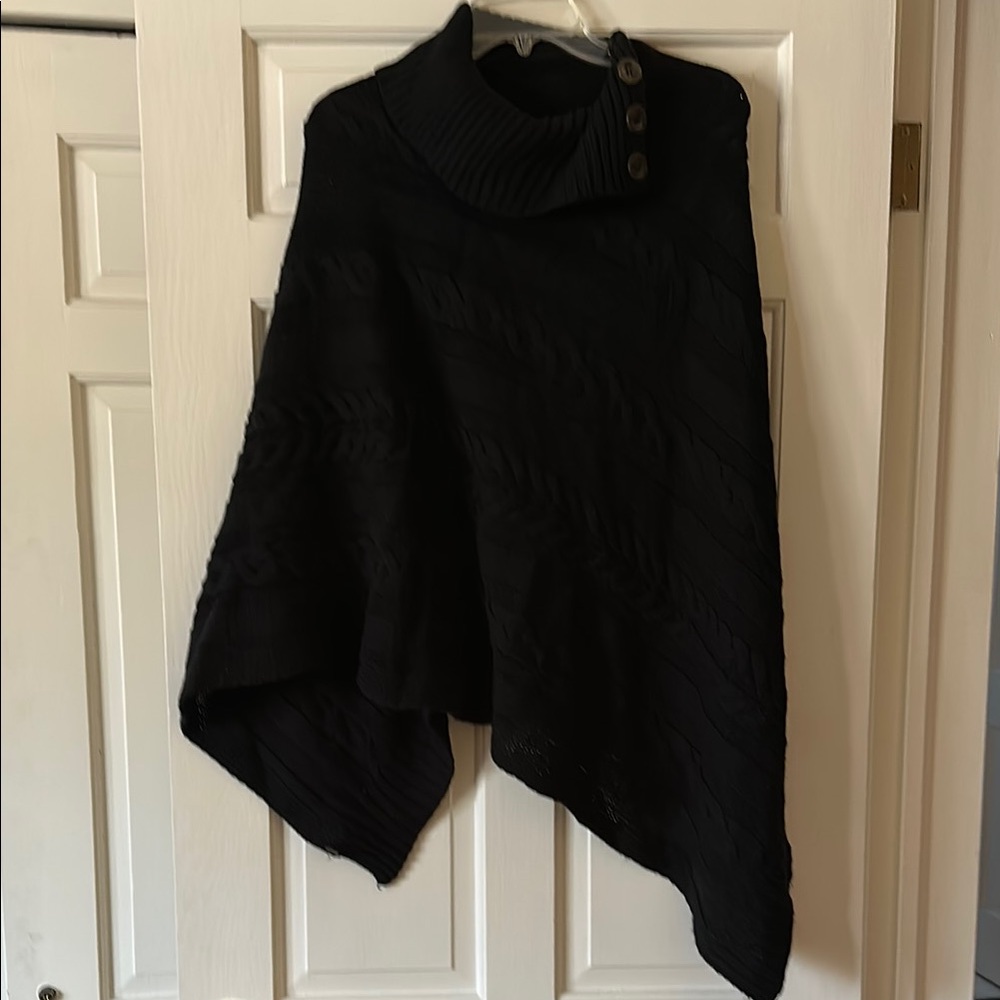 Black Asymmetrical Knit Poncho Sweater
